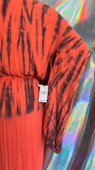 NWT Orange Tie Dye Tie Waist Duster - Picture 13 of 13